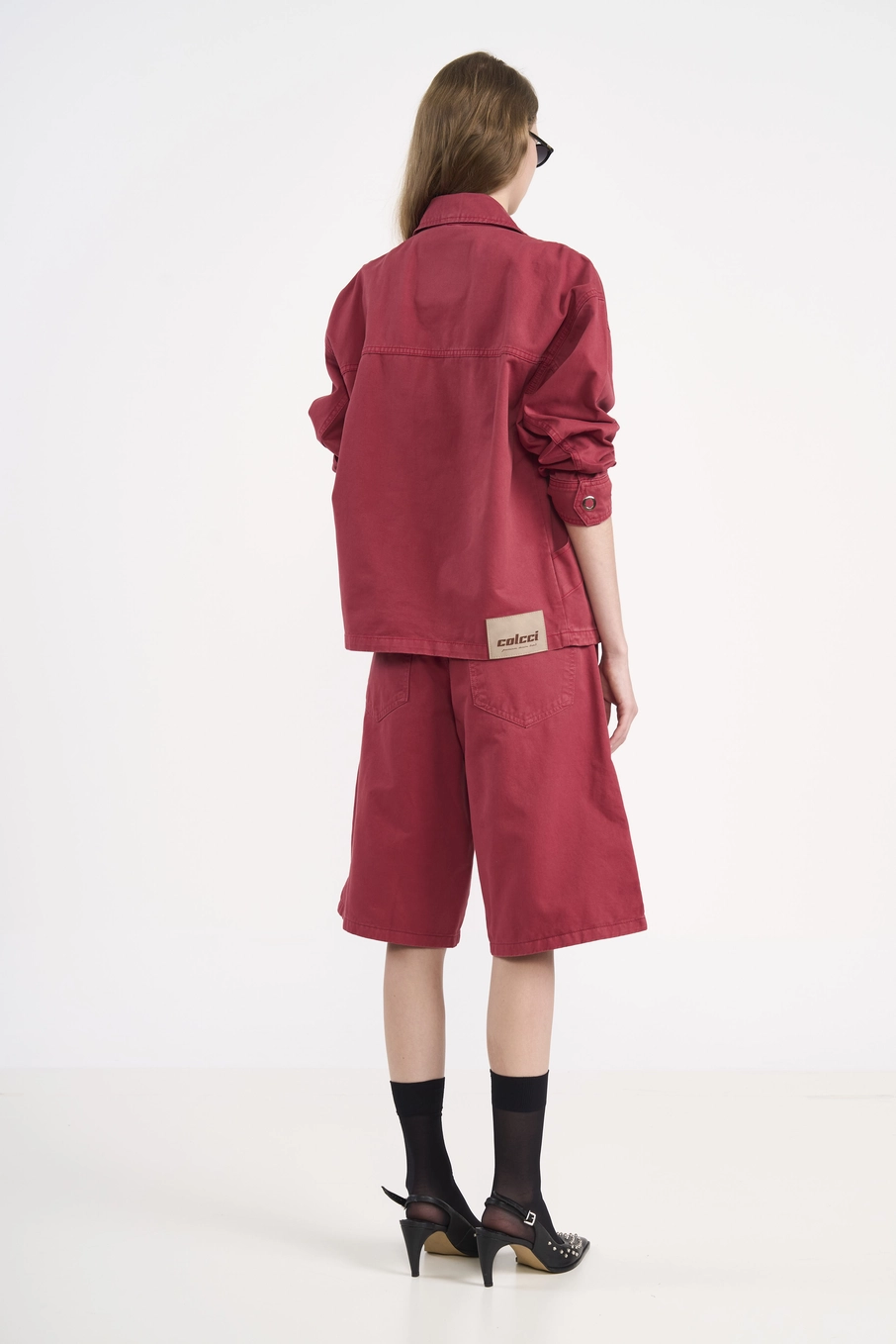 Bermuda Feminina Sarja Wide Vermelho