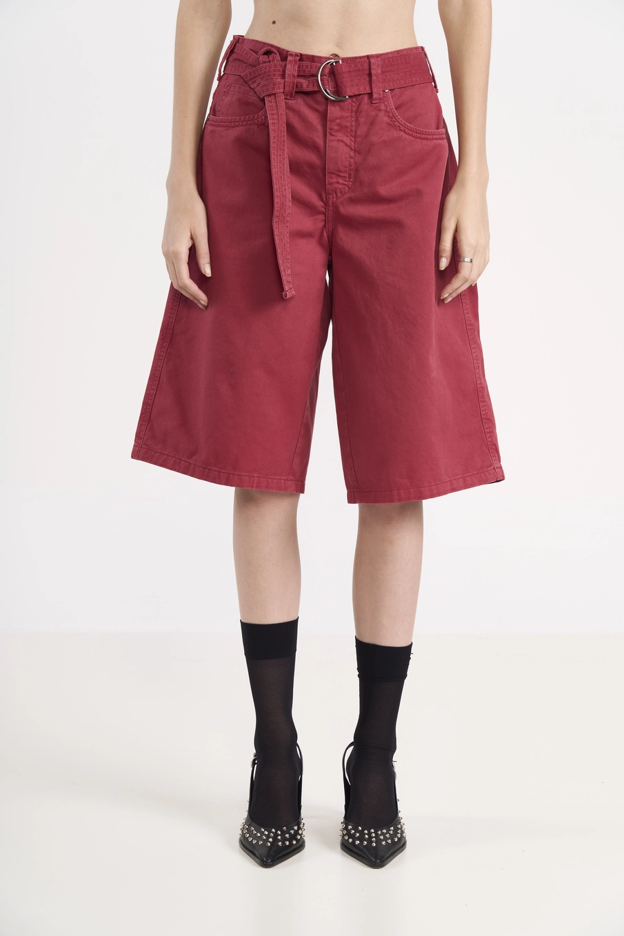 Bermuda Feminina Sarja Wide Vermelho