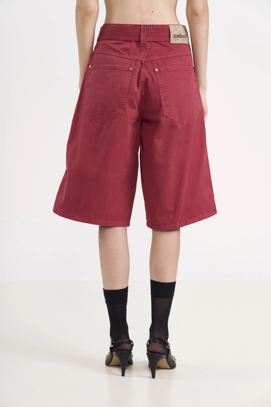 Bermuda Feminina Sarja Wide Vermelho