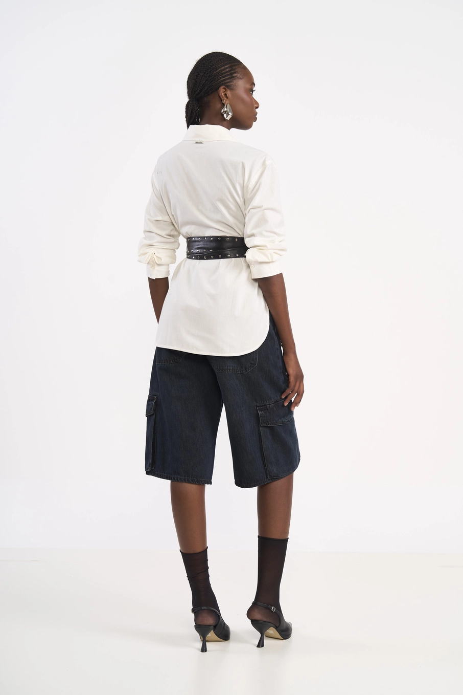 Bermuda Jeans Cargo Índigo