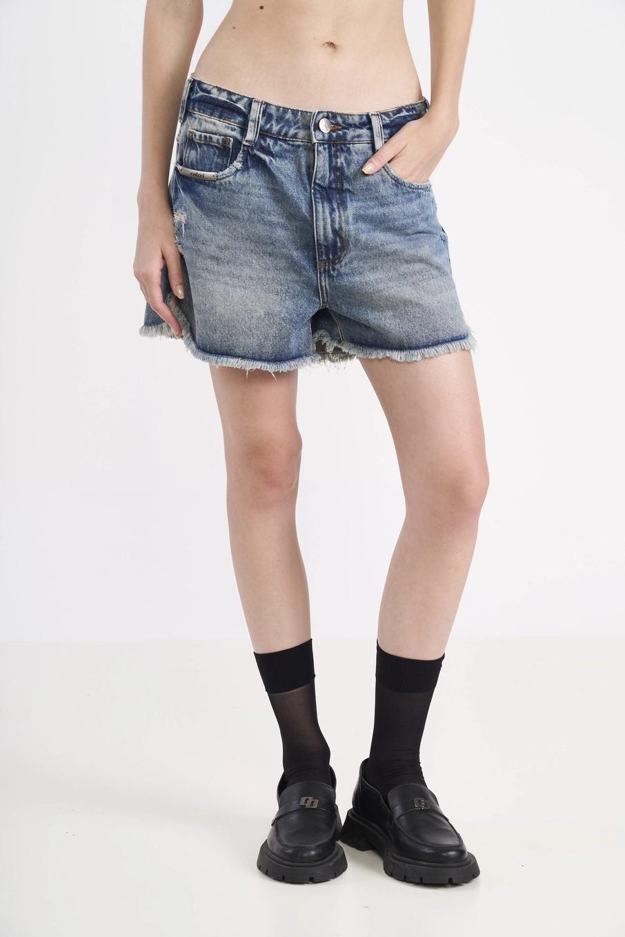 Short Jeans Barra Desfiada Índigo