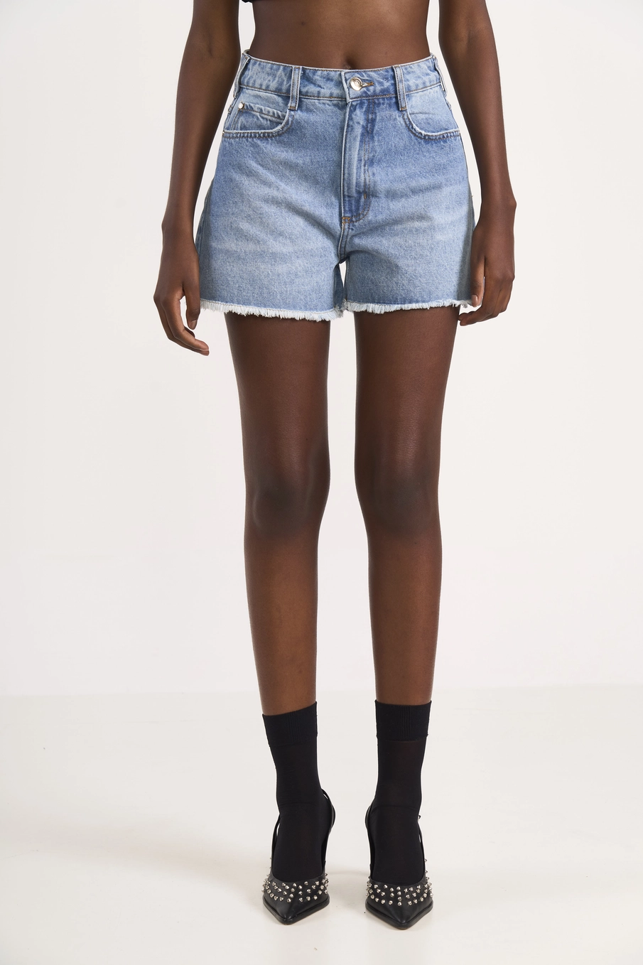 Short Jeans Barra Desfiada Índigo