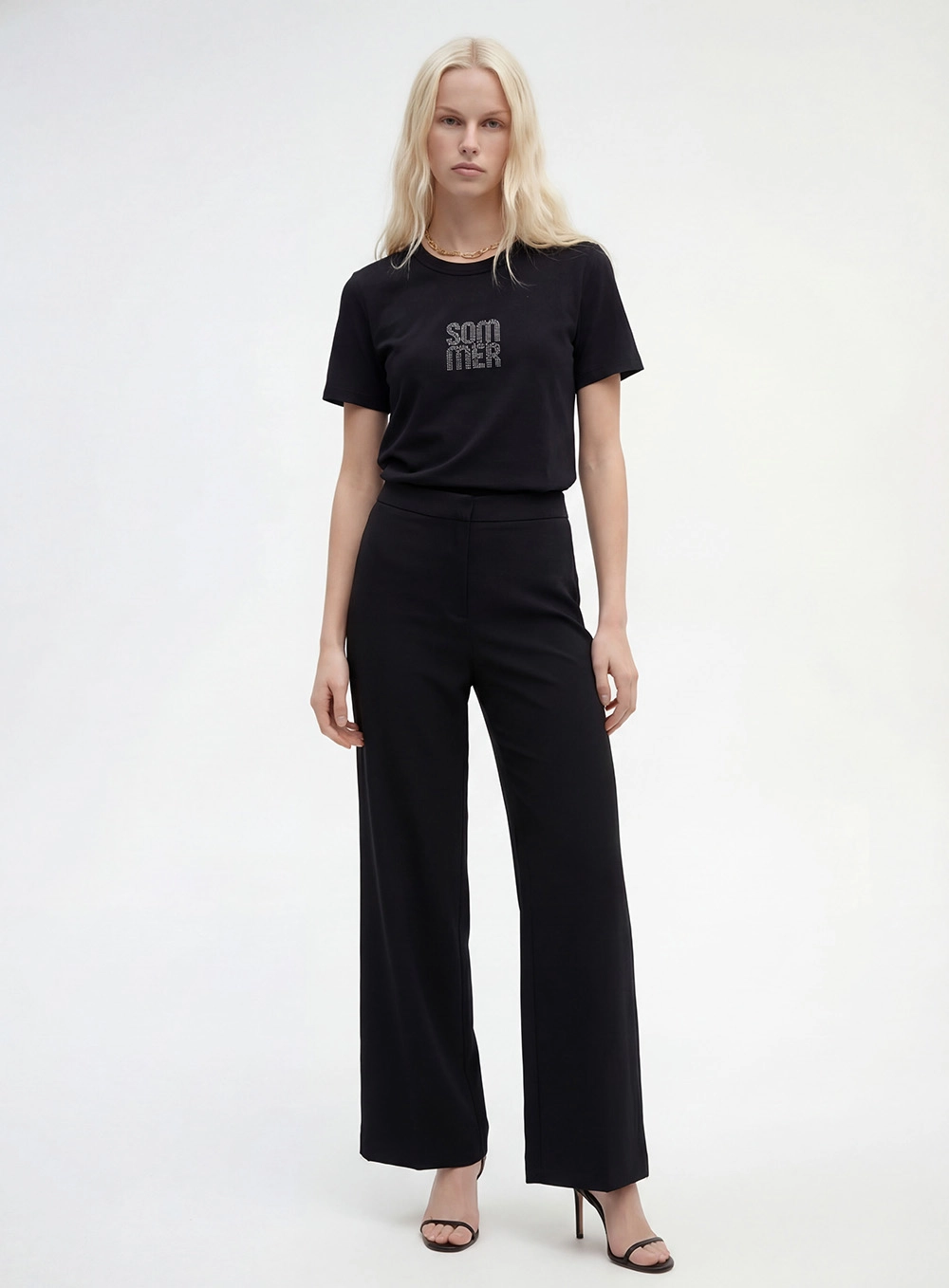 Calça Alfaiataria Feminina Pantalona Preto 1