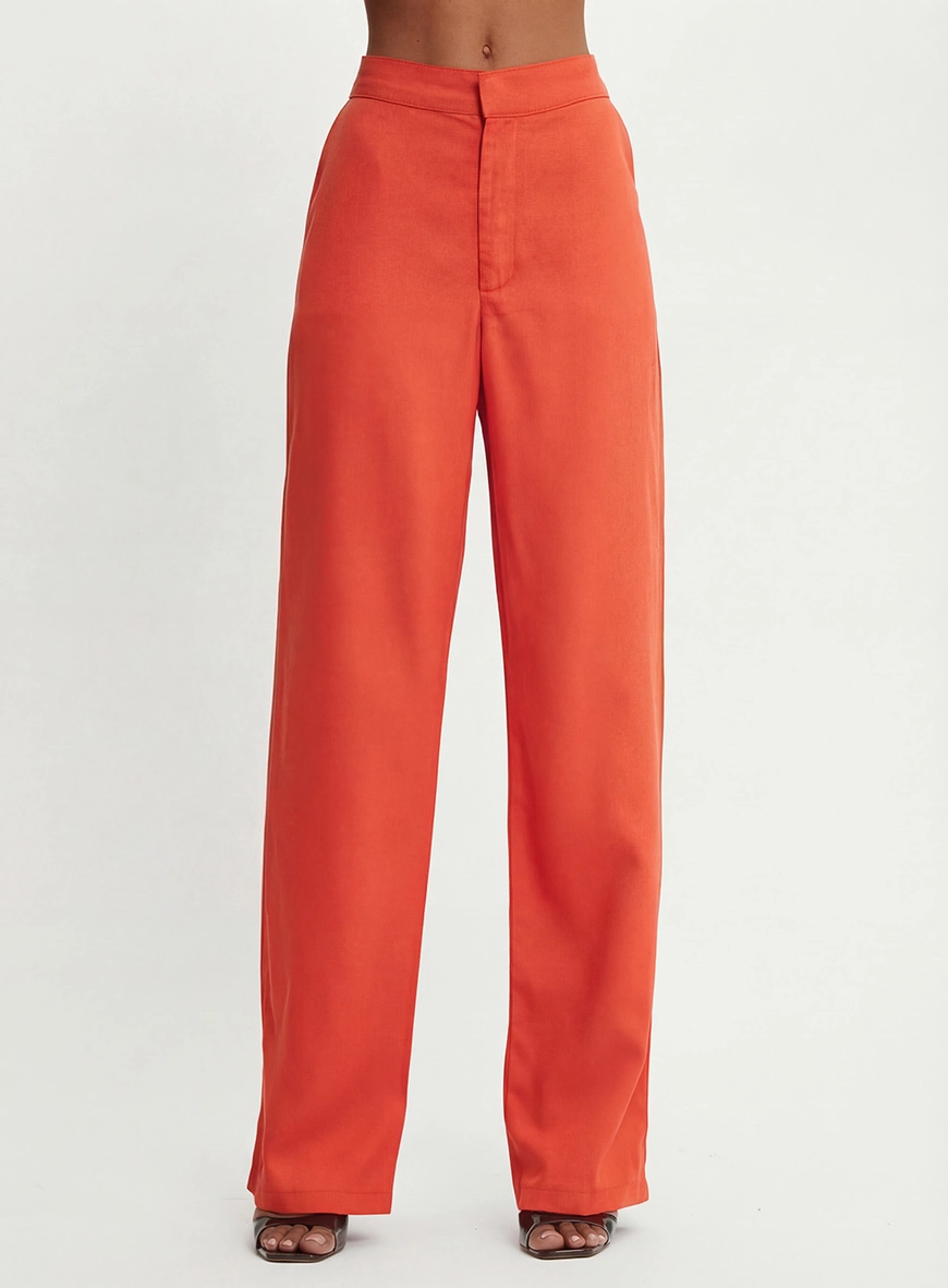 Calça Alfaiataria Feminina Reta Vermelho 2