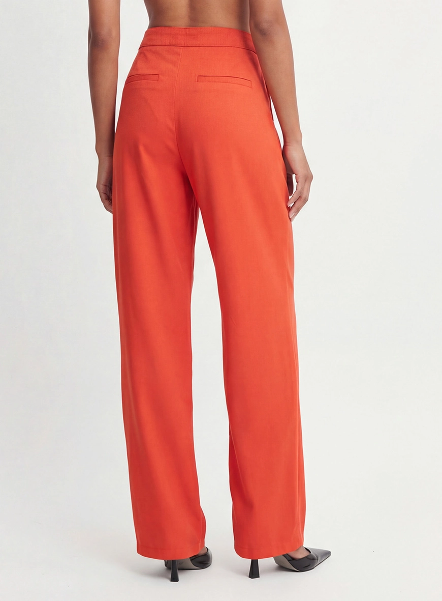 Calça Alfaiataria Feminina Reta Vermelho 3