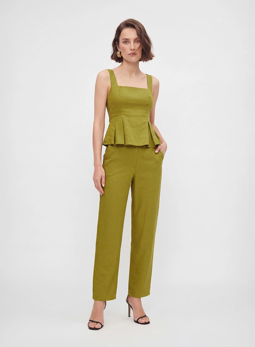 Calça Alfaiataria Feminina Cenoura Verde 1