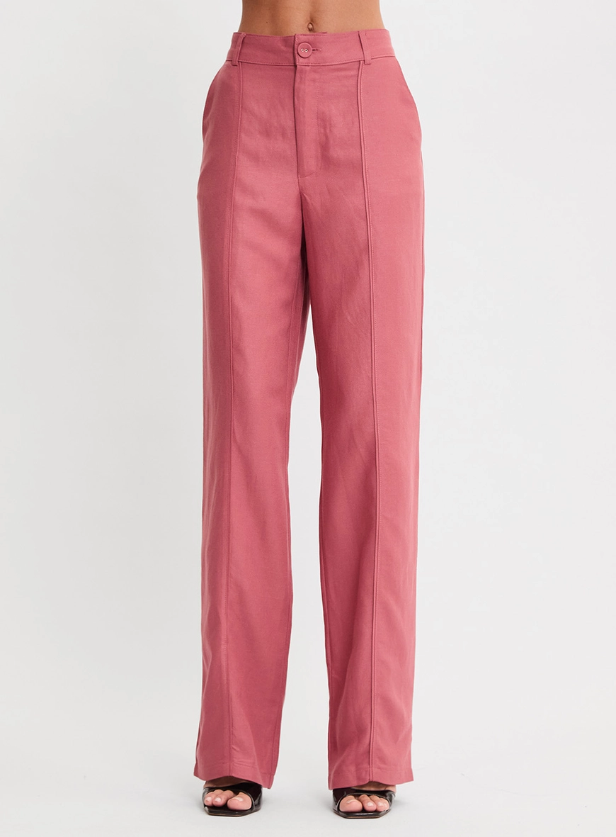 Calça Alfaiataria Feminina Reta Rosa 3