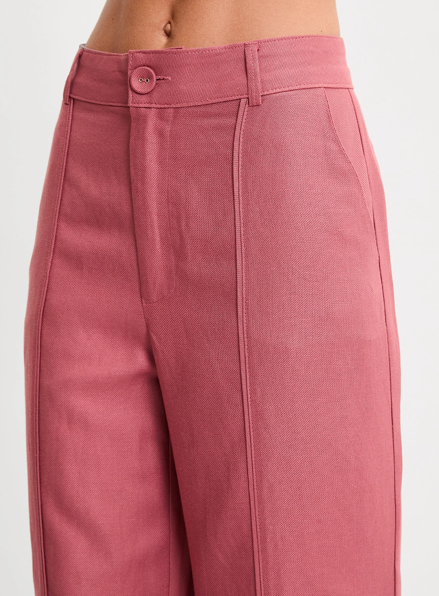 Calça Alfaiataria Feminina Reta Rosa 4