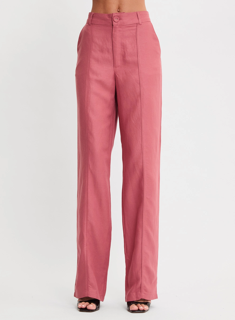 Calça Alfaiataria Feminina Reta Rosa 3