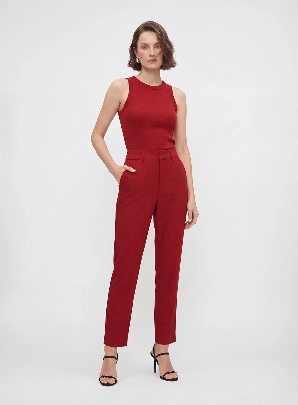 Calça Alfaiataria Cenoura Vermelho 1