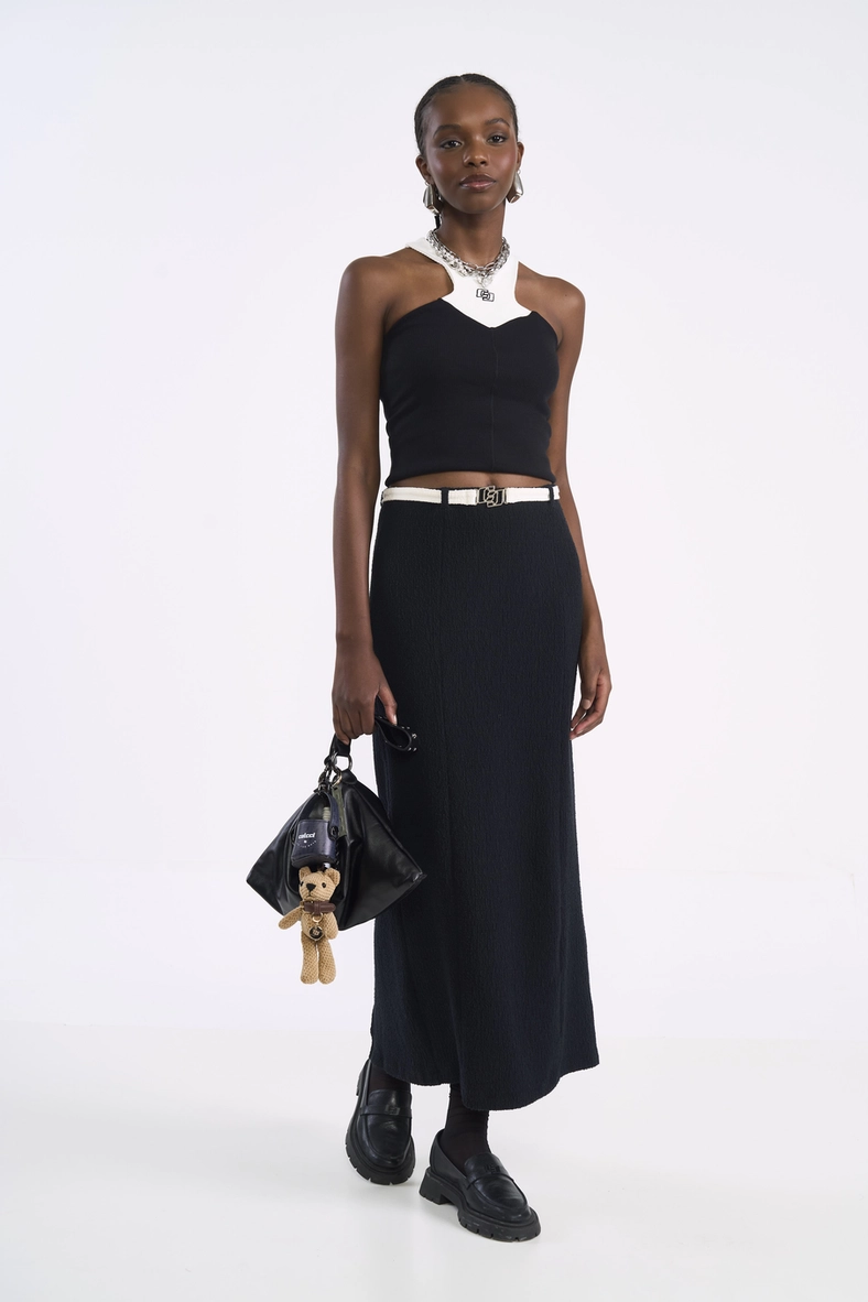 Saia Midi Reta Com Cinto