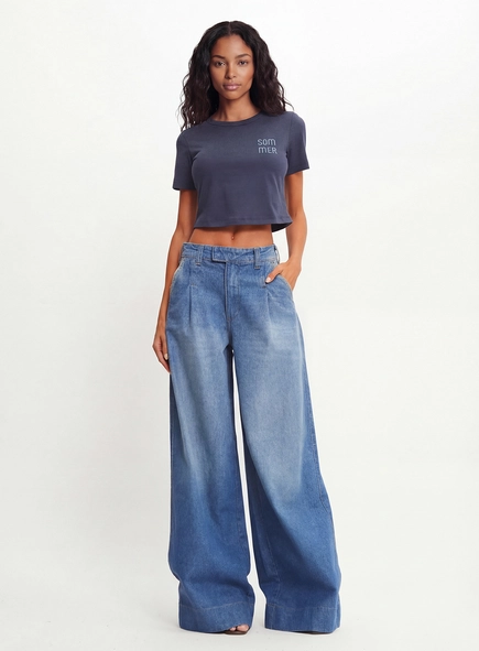 Calça Jeans Pantalona