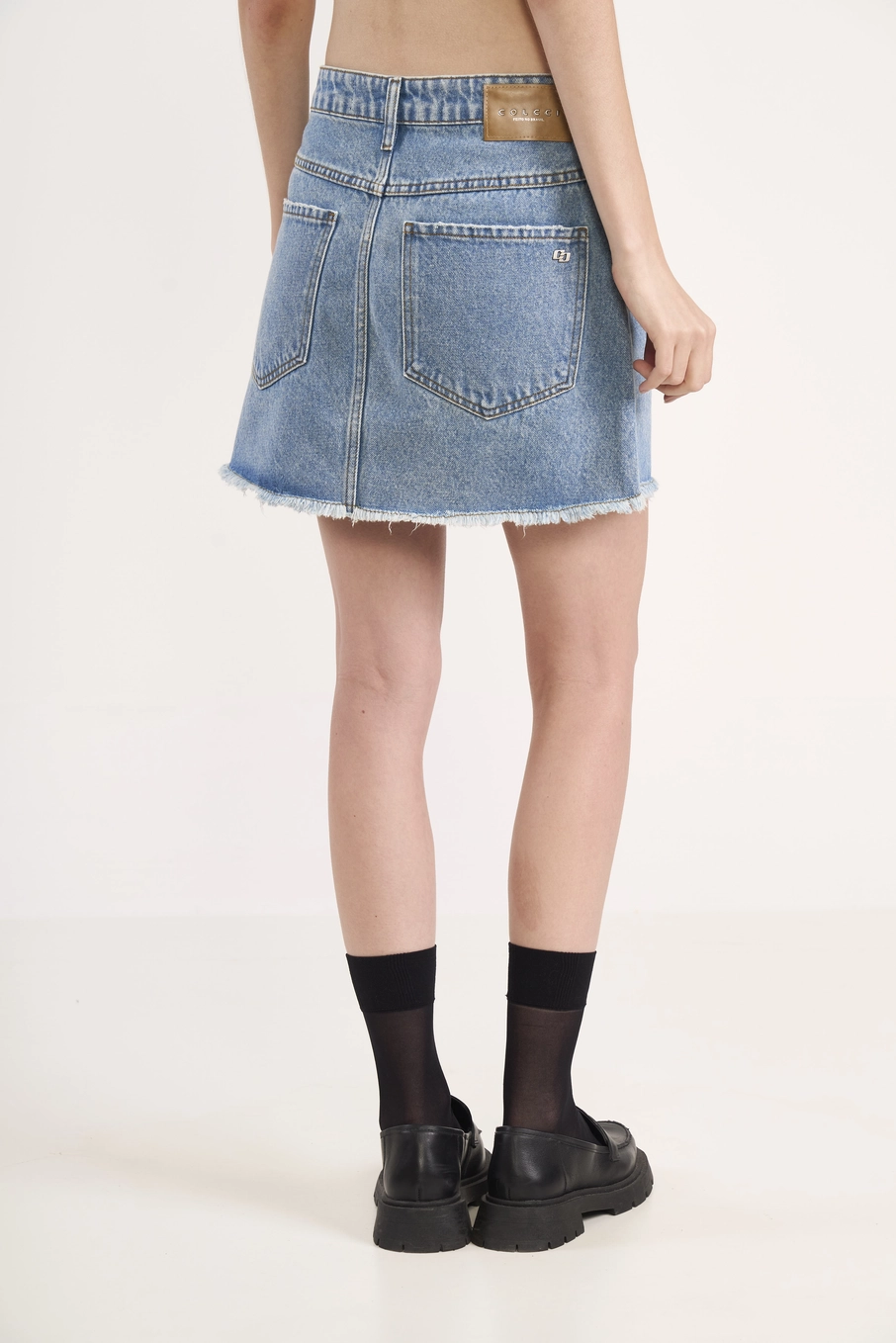 Saia Jeans Barra Desfiada Índigo