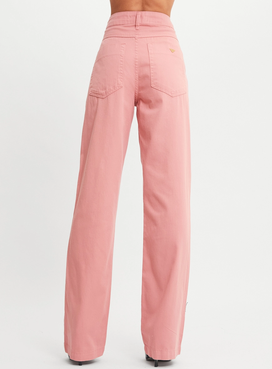 Calça Sarja Feminina Reta Rosa 3