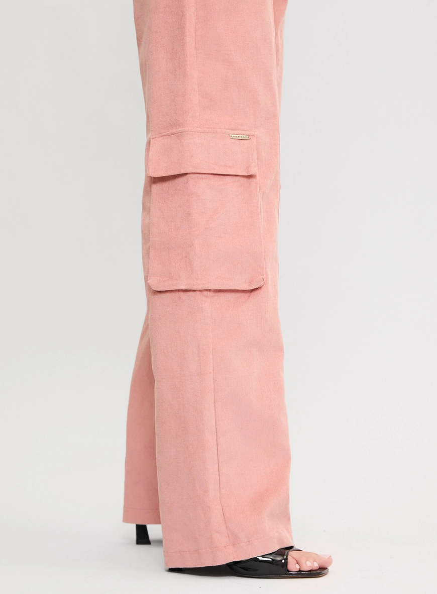 Calça Alfaiataria Feminina Baggy Veludo Rosa 4
