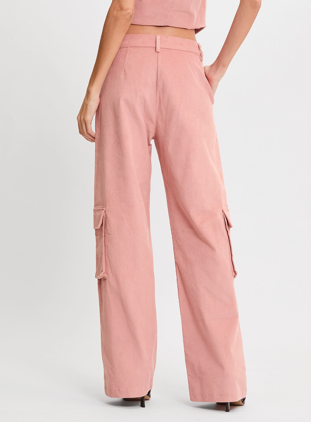 Calça Alfaiataria Feminina Baggy Veludo Rosa 3