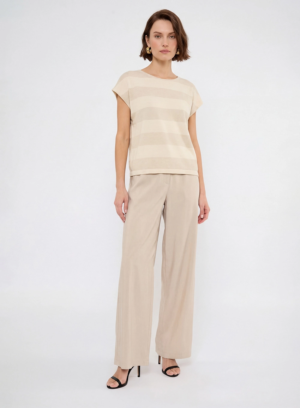 Calça Feminina Pantalona Bege Esquilo 1
