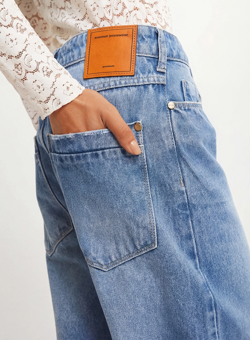 Calça Jeans Feminina Baggy Índigo 4