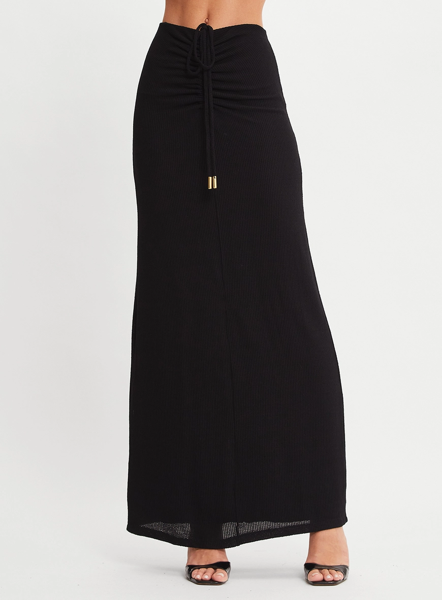 Saia Longa Slim Texturizada Preto 2