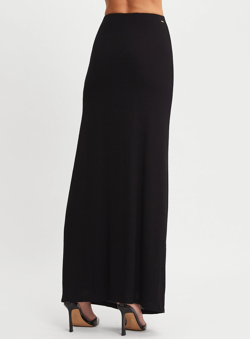 Saia Longa Slim Texturizada Preto 3