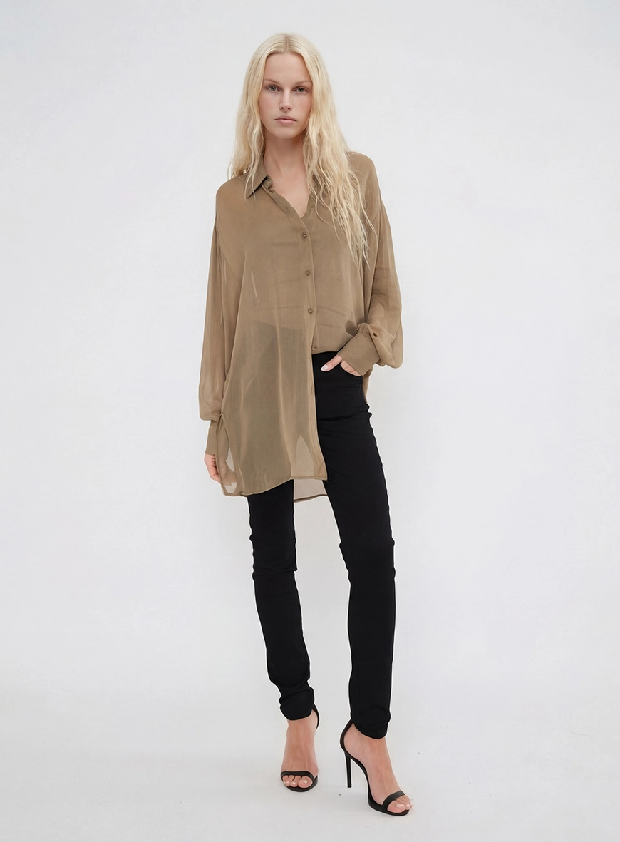 Camisa Feminina Ampla Bege 3