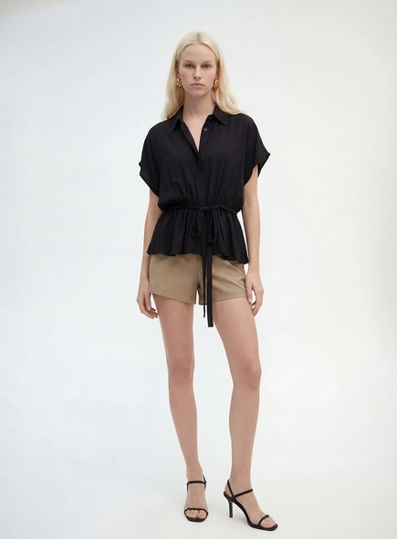 Camisa Feminina Solta Com Amarração
