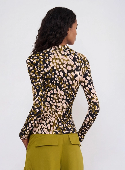 Blusa Slim Manga Longa Estampada