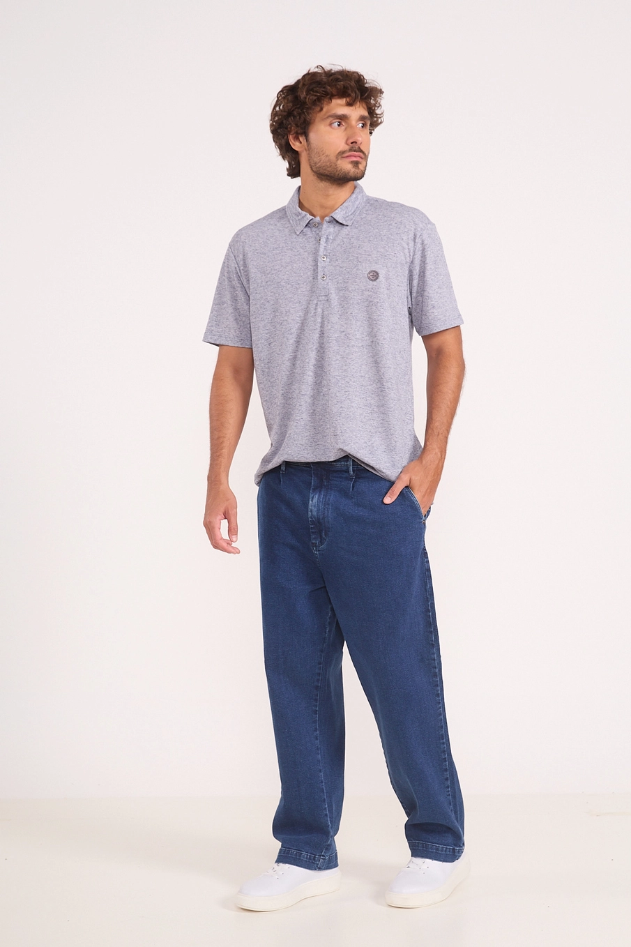 Polo Essência Urbana Com Linho Azul