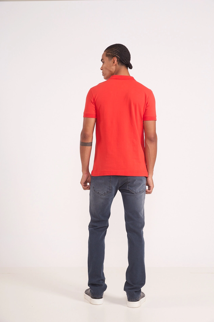Polo Masculina Em Algodão Vermelho