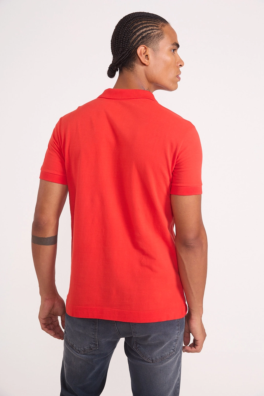 Polo Masculina Em Algodão Vermelho