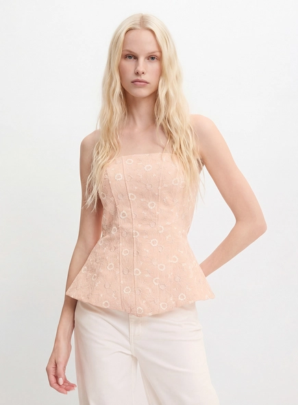 Blusa Corset Com Bordado