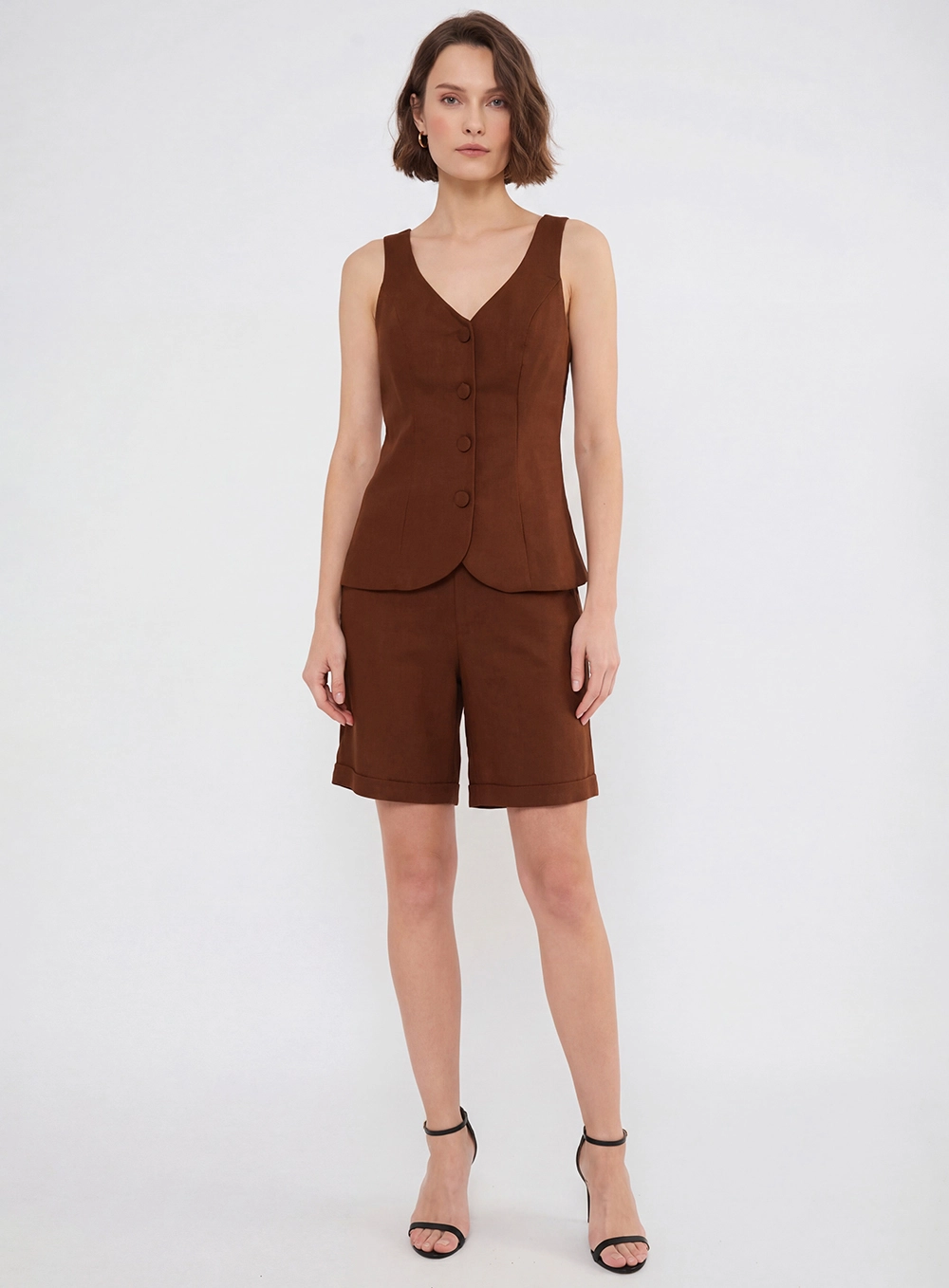 Blusa Alfaiataria Estruturado Marrom 1