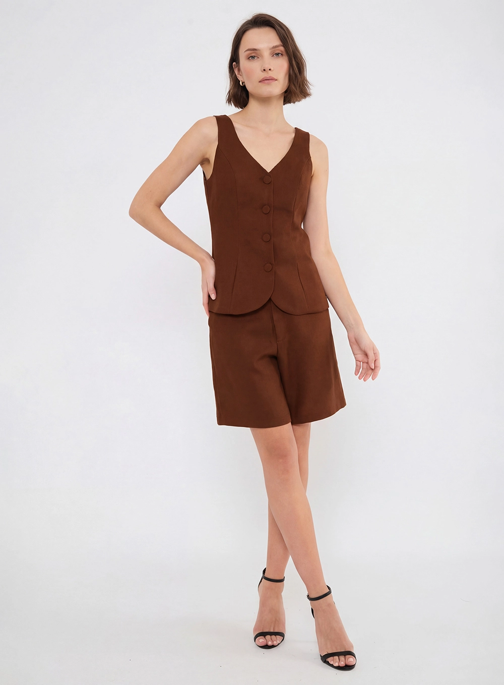 Blusa Alfaiataria Estruturado Marrom 3