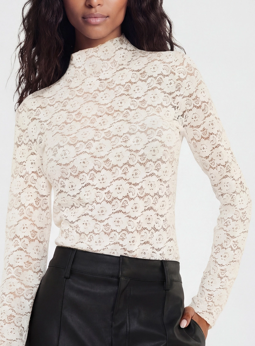 Blusa Slim De Renda Manga Longa Off Shell 4