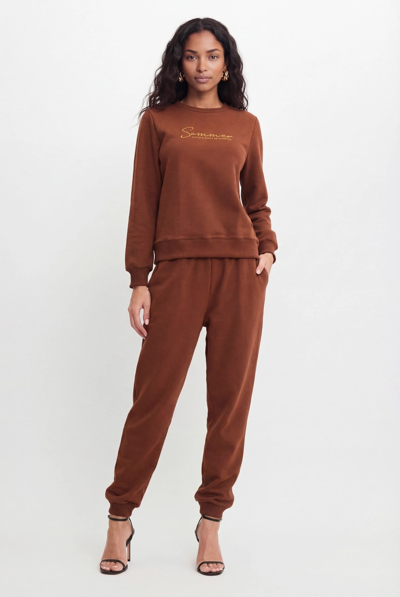 Blusão Moletom Feminino Comfort Marrom 3