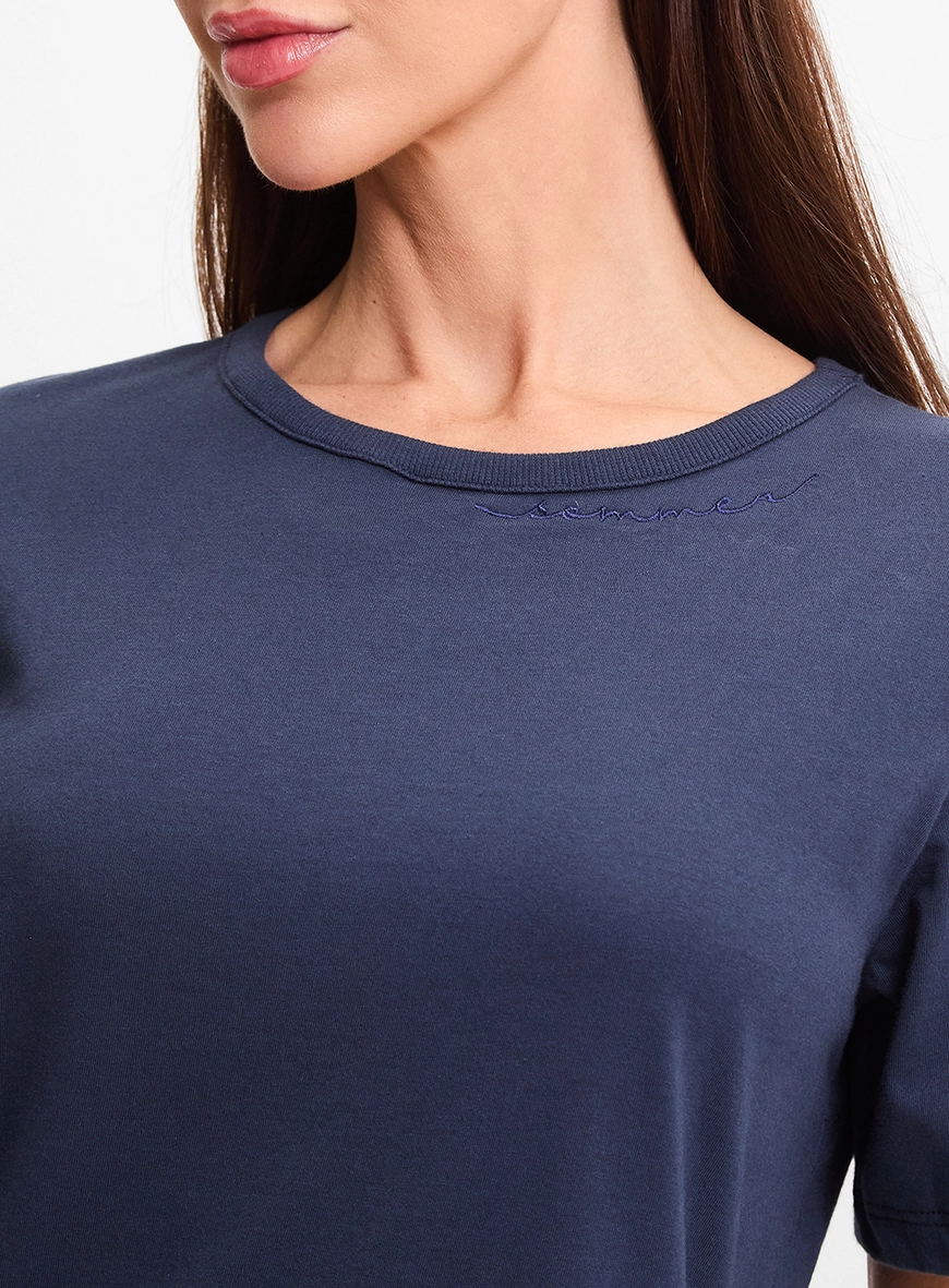 Vestido Curto Comfort Estilo T-shirt Azul 4