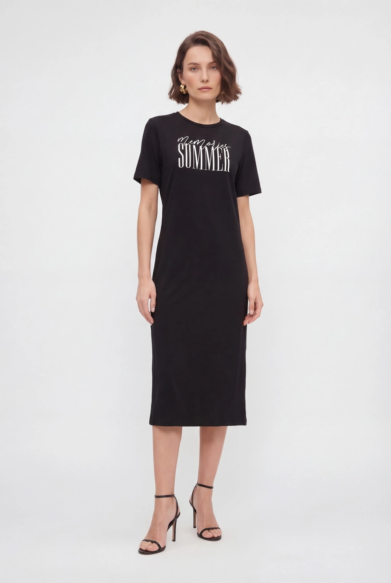 Vestido Midi Básico Comfort Preto 3