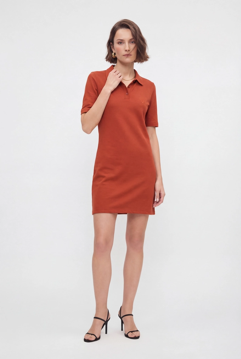 Vestido Curto Slim Texturizado Laranja 1