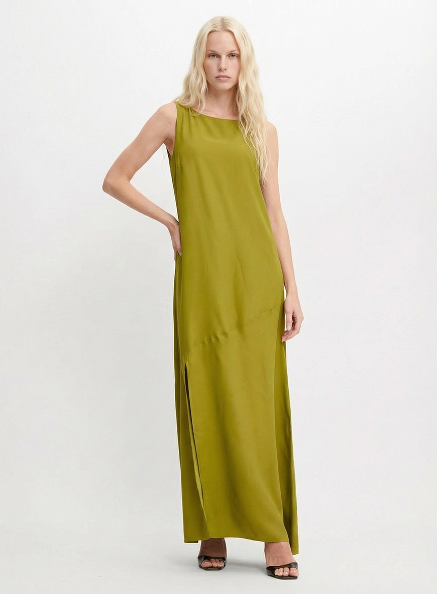 Vestido Longo Slim Evasê Verde 1