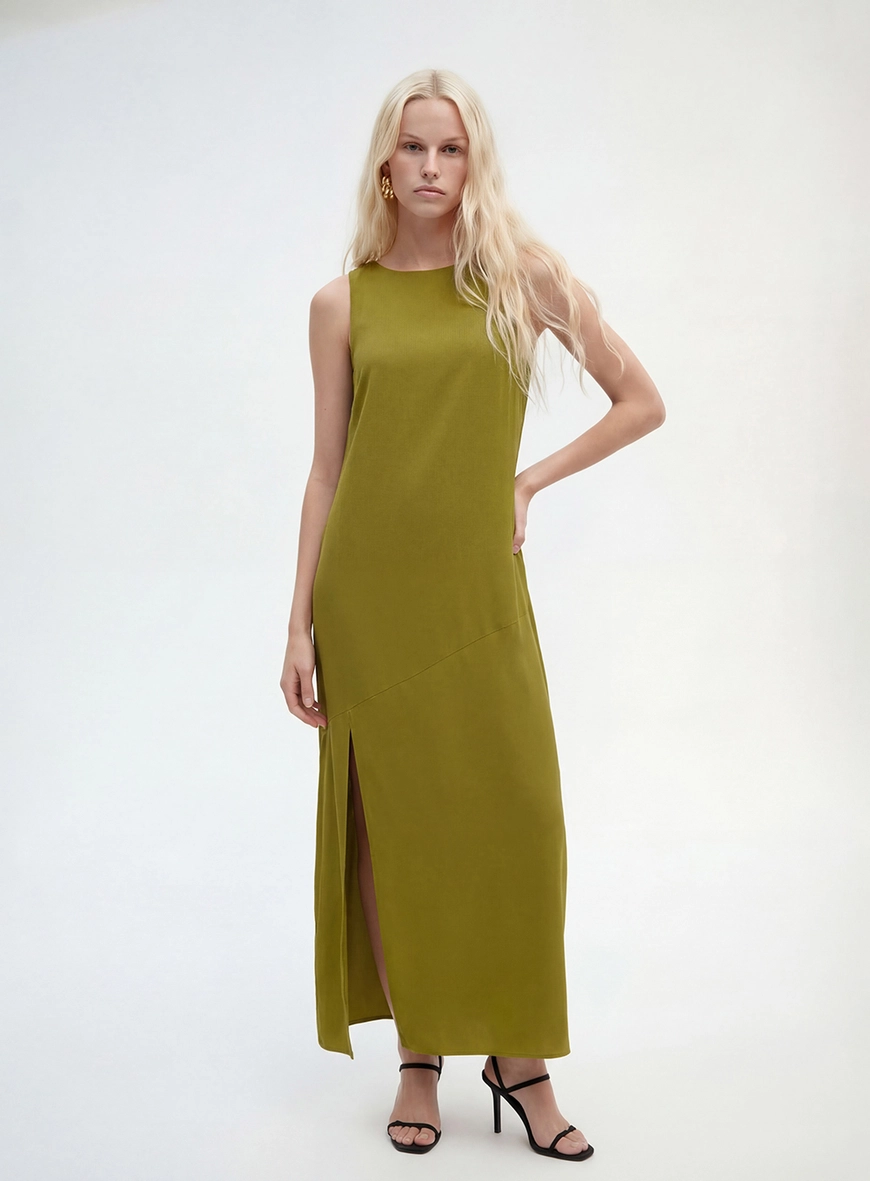 Vestido Longo Slim Evasê Verde 3