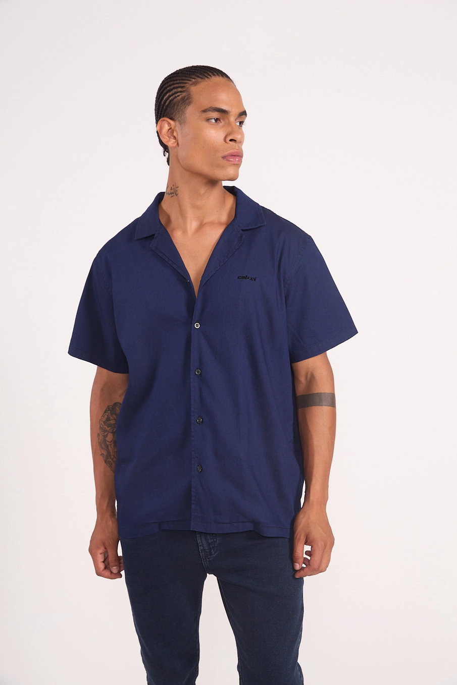 Camisa Masculina Gola Resort Índigo