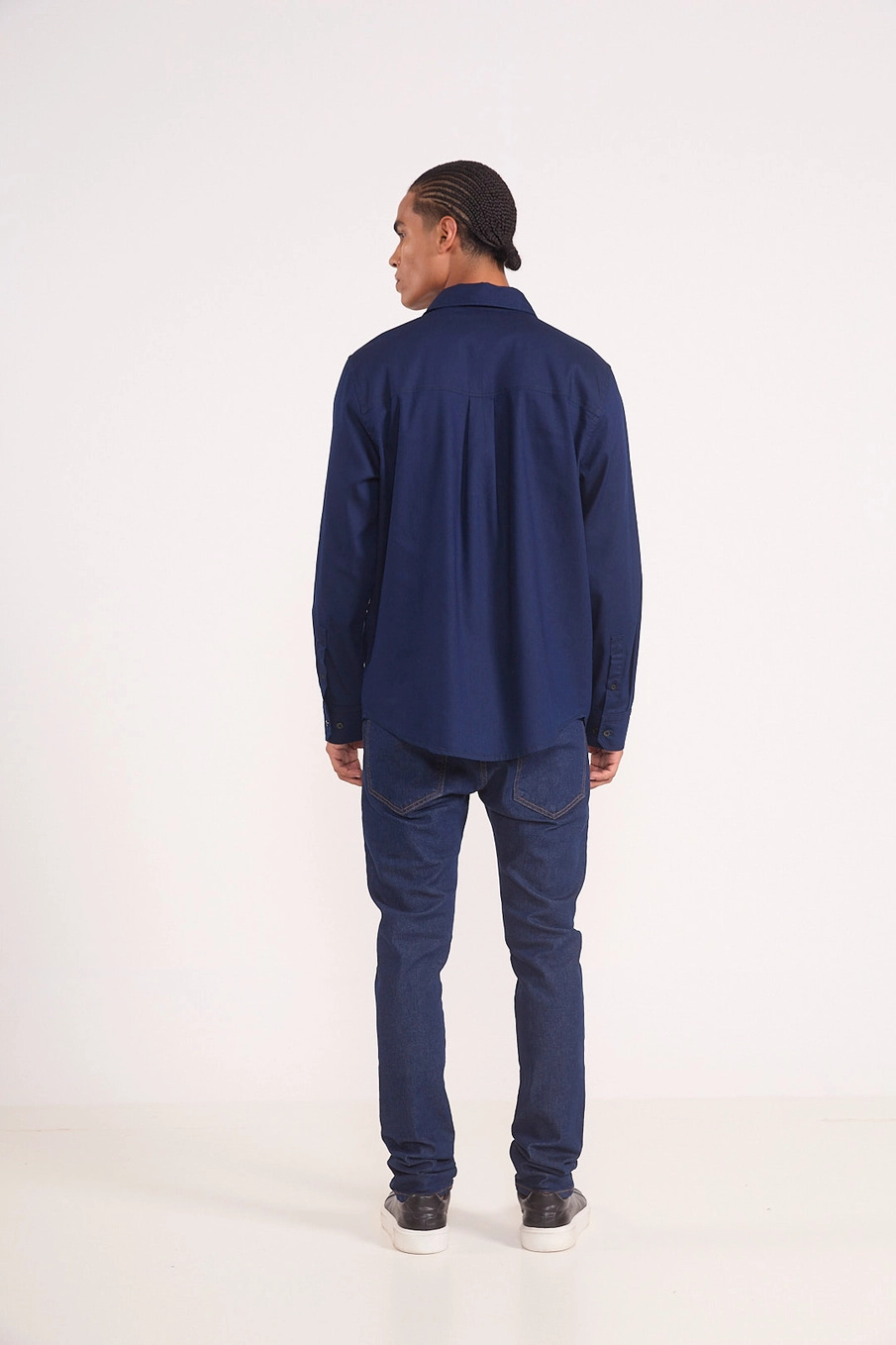 Camisa De Manga Longa Reta Jeans Thulio Índigo