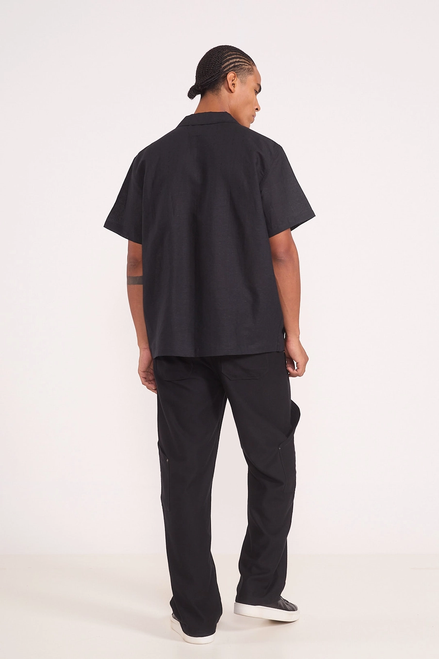 Camisa De Linho Manga Curta Preto