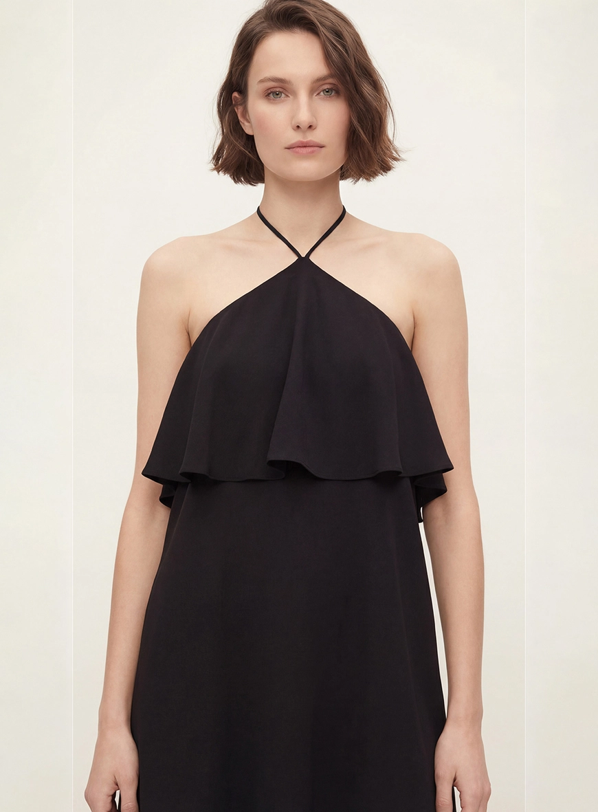 Vestido Longo Solto Frente Única Preto 4