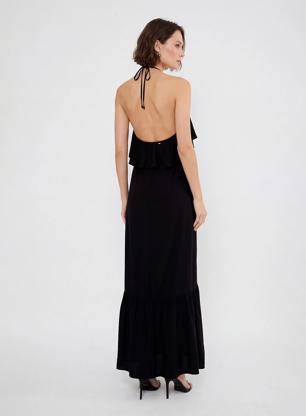 Vestido Longo Solto Frente Única Preto 2
