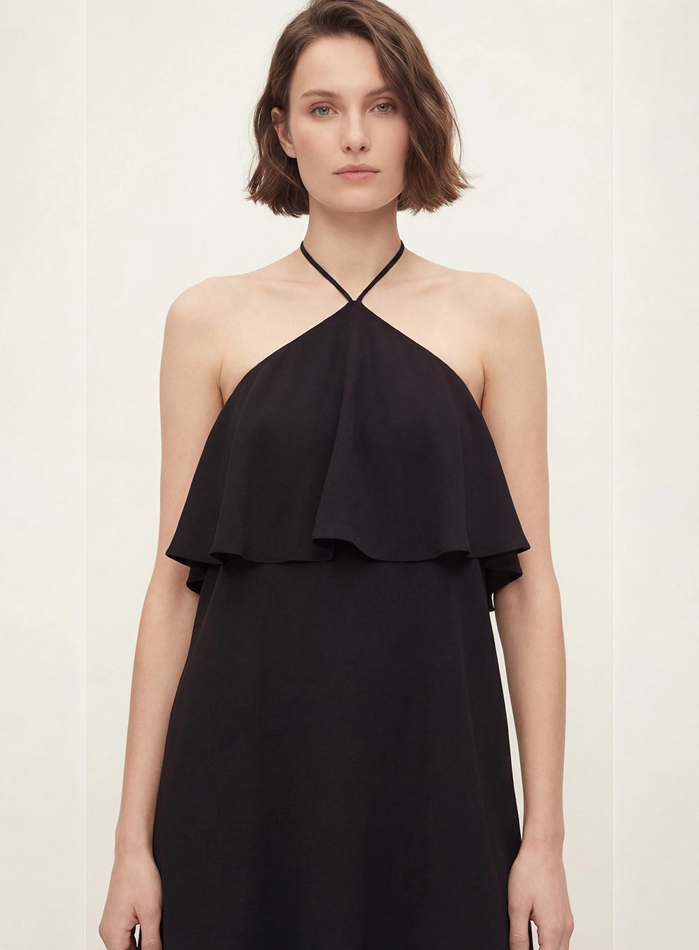 Vestido Longo Solto Frente Única Preto 4