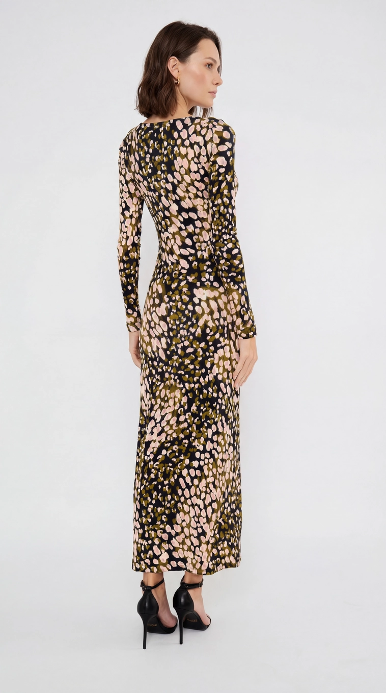 Vestido Longo Slim Manga Longa Estampados 2