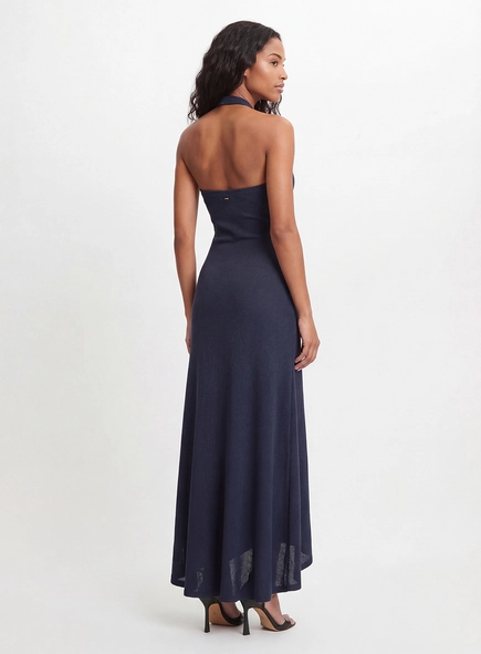 Vestido Midi Mullet Canelado Com Detalhe