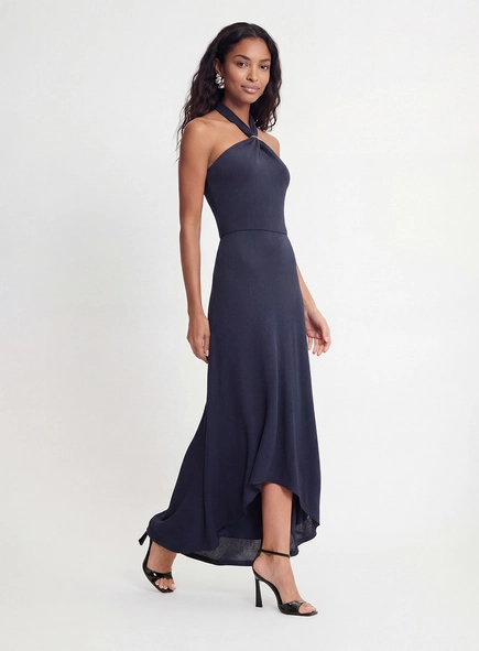 Vestido Midi Mullet Canelado Com Detalhe