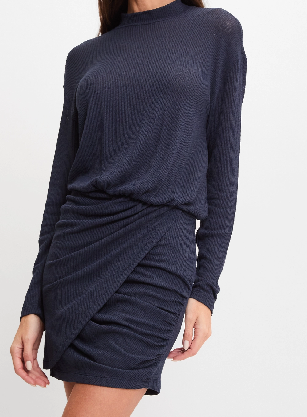 Vestido Curto Comfort Com Franzido Azul 4